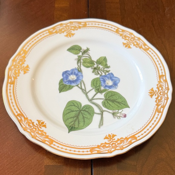 Andrea By Sadek Golden Botanical Plate Morning glory by Robert Sweet London - Picture 1 of 6